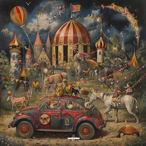 🎡 Which artwork captures your imagination? Share your thoughts below! 💬👇 Make sure to follow for more amazing digital art 🌟 🎪 Step right up and experience the whimsical blend of circus magic and automotive charm with my collection, "What if a car was a Circus." These vibrant artworks bring together the excitement of the circus and the elegance of vintage cars. 🎉🚗✨ #Circus #aiArt #magic #AutomotiveCharm #ArtisticJourney #digitalart #CreativeVision #ArtCollectors #FineArt #VibrantArt #Dail... Circus Artwork, Circus Painting, Whimsical Circus, Amazing Digital Art, Circus Art, The Circus, Vibrant Art, Art Club, My Collection