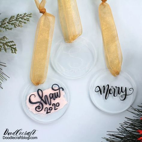 How to Make Acrylic Ornaments 3 Ways! Acrylic Ornament Ideas, Acrylic Blanks, Holiday Crafts Diy, How To Tie Ribbon, Acrylic Ornaments, Engraving Tools, Acrylic Keychains, Ornament Ideas, Neighbor Gifts