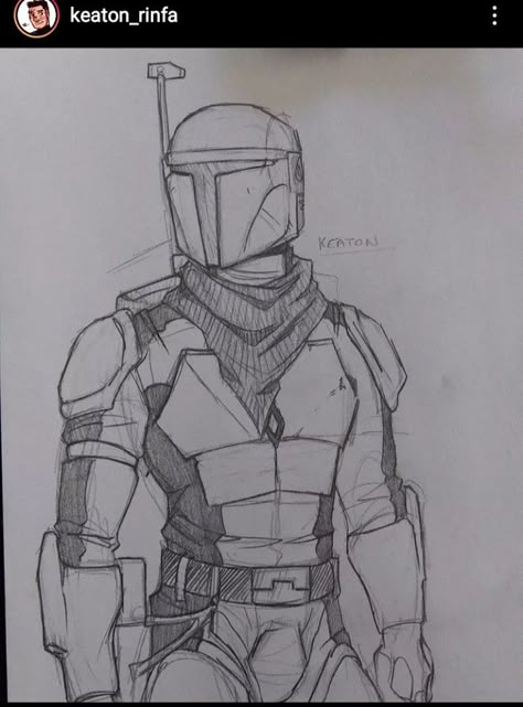 Mandalorian Drawing Pencil, Star Wars Art Sketch, Mandolorians Drawing, Star Wars Drawing References, Mandalorian Reference, Star Wars Sketches Easy, Mando Drawing, Clone Wars Drawings, Star Wars Drawings Sketch