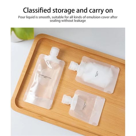 5/10pcs Portable Travel Fluid Makeup Packing Bag Transparent Flip Cap Packaging Bag Plastic Stand Up Spout Pouch 30/50/100 Ml 3 sold €0.79 Fast delivery over €10 Travel Container, Squeeze Pouch, Travel Size Bottles, Travel Bottles, Lotion Dispenser, Travel Toiletries, Travel Cosmetic Bags, Cosmetic Storage, Portable Travel