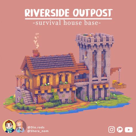 Hey there! Here is a cozy Riverside Tower Outpost me and @Dio.rods built together on out latest longplay. Build downloads are available for supporters on Patreon Mining Outpost Minecraft, Minecraft House With Tower, Outpost Minecraft, Minecraft Island Base, Minecraft Outpost, Minecraft Tower House, Starter Base Minecraft, Tower Minecraft, Minecraft Tower