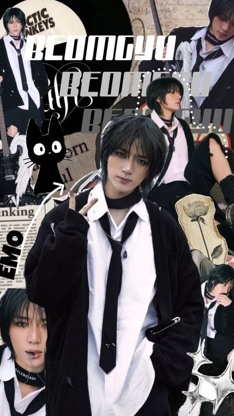 beomgyu emo! #kpop #txt #beomgyu #black Emo Txt, Beomgyu Black, Emo Beomgyu, Txt Beomgyu, Balenciaga, Outfit Ideas, Pins, Black