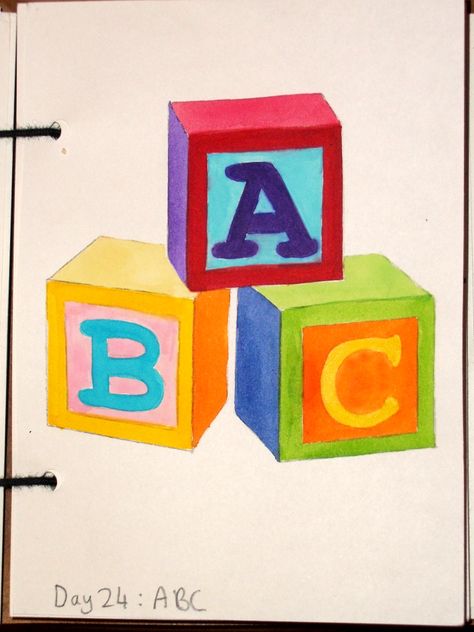 Day 24 - ABC (by Jade Boylan) #MayDrawADay #blocks Abc Blocks Drawing, Abc Blocks, Drawing Tattoo, Toy Blocks, Tattoo Drawings, Abc, Jade, Gaming Logos, Toys