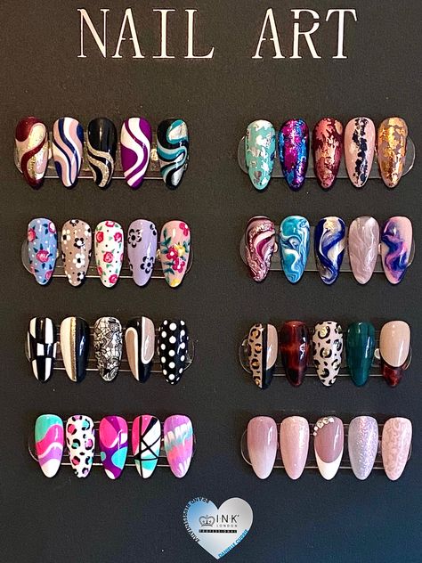 Nail Salon Display Ideas, Cone Shape Nail Art Design, Nail Art For Competition, Nail Accessories Products, Nail Display Ideas, Nail Art Display Ideas, Small Nail Salon Ideas, Nail Art Business, Gel Nails Shape