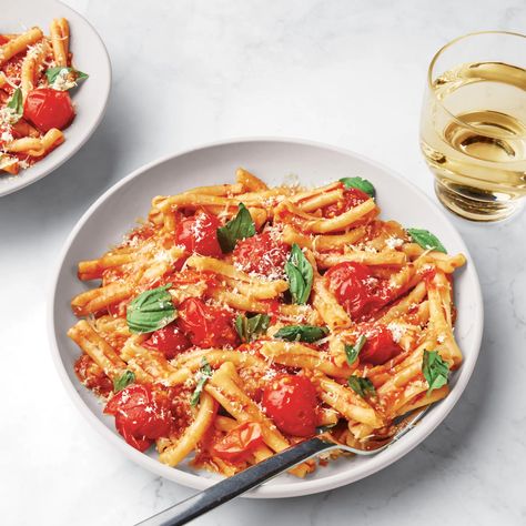 Burst Cherry Tomato Pasta Recipe | Epicurious Quinoa Dinners, Burst Cherry Tomato Pasta, Burst Tomato, Tomato Pasta Recipe, Cherry Tomato Recipes, Caprese Salad Recipe, Bon Appetite Recipes, Cherry Tomato Sauce, Garden Tomatoes