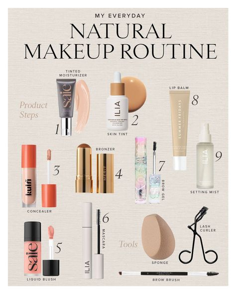 Makeup And Skincare Doups, Steps For Natural Makeup, Makeup For Normal Skin, Basic Makeup Routine Natural, Every Day Makeup Routine, Everyday Makeup Cool Tone, Tips For Clean Skin, Super Basic Makeup, Basic Makeup Kit Natural