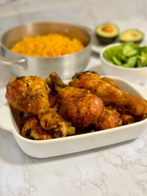 Puerto Rican Style Baked Chicken (Pollo al Horno) - CurlsnPearlsss Pollo Asado Puerto Rico, Puerto Rican Chicken Drumsticks, Puerto Rican Roasted Chicken, Puerto Rican Baked Chicken Recipes, Puerto Rican Chicken Thigh Recipes, Puerto Rican Chicken Wings, Dominican Baked Chicken, Mexican Chicken Drumstick Recipes, Puerto Rican Chicken Thighs