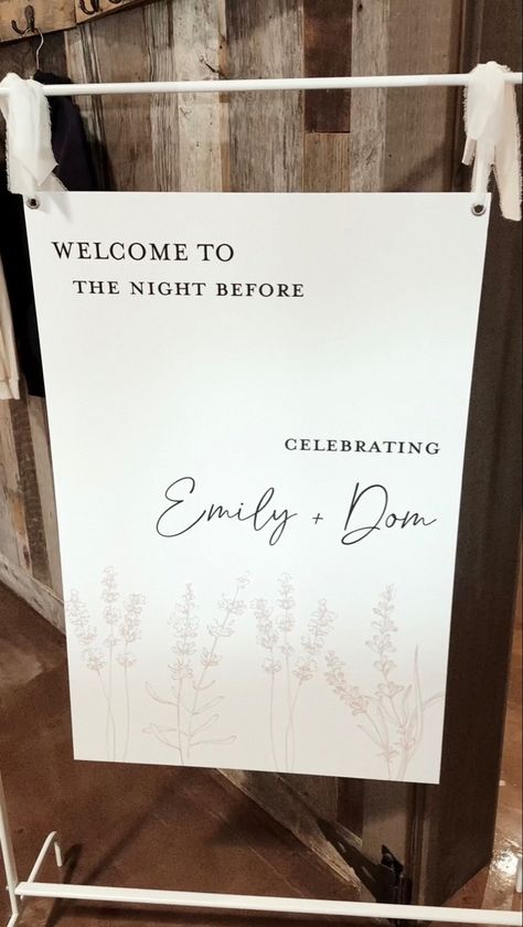 This diy was super easy! I designed it on Canva and had it printed on poster board. Then just hang it up! #wedding #weddingdress #weddingplanning #diy #diyideas #signage #sign Diy Rehearsal Dinner, Welcome Party Sign, Rehearsal Dinner Sign, Up Wedding, Welcome To The Party, Hen Do, Wedding Diy, Hanging Posters, Diy Signs