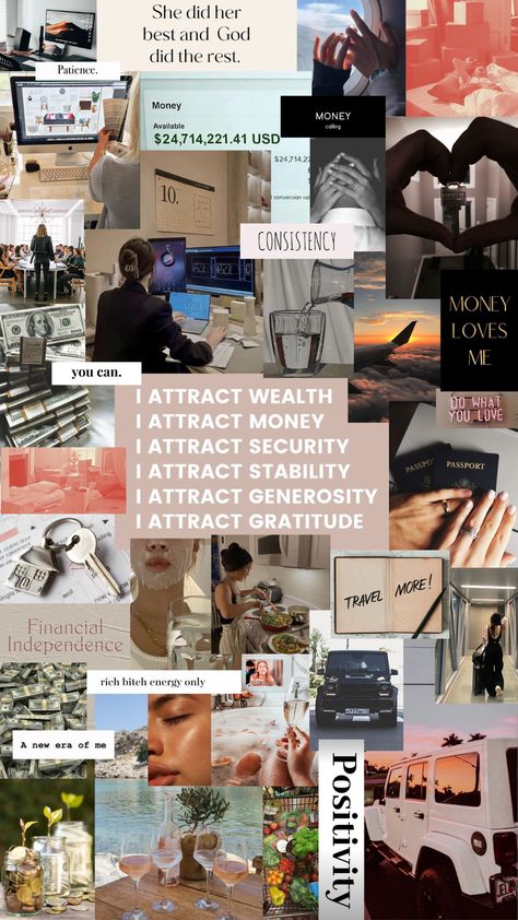 Attracting Money Manifestation Wallpaper Collage, Manifest Drawing Ideas, Manifestation Painting Ideas, Visual Manifestation Board Ideas, Manifesting Aesthetic Wallpaper, Manifest Money Wallpaper, Manifesting Collage, June Manifestation, Manifestation Board Ideas