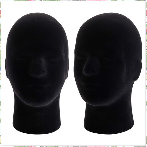 Hedume 2 Pack Mannequin Head Stand Model, Foam Black Velvet Male Wigs Display Model, Mannequin Manikin Head for Wig, Hat, Gla Male Wigs, Mannequin Head Stand, Manikin Head, Model Mannequin, Mannequin Display, Vr Glasses, Hat Display, Wig Hat, Head Stand