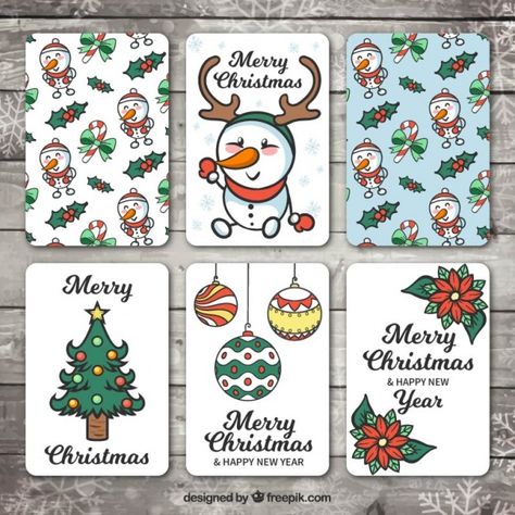 Variety of hand drawn christmas cards and happy new year Free Vector Hand Drawn Christmas Tags, Happy New Year Card Ideas, Christmas Card Drawing Ideas, Cards For New Year, Christmas Card Drawing, Happy New Year Drawing, Drawn Christmas Cards, Card Drawing Ideas, New Year Card Ideas