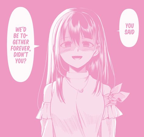 Obsessed Girlfriend Anime, Crazy Anime Girlfriend, Yandere Aesthetic Pfp, Yandere Expressions, Obsessive Yandere Manga, Crazy In Love Aesthetic, Obsessive Girlfriend, Pink Yandere, Pink Manga Panel