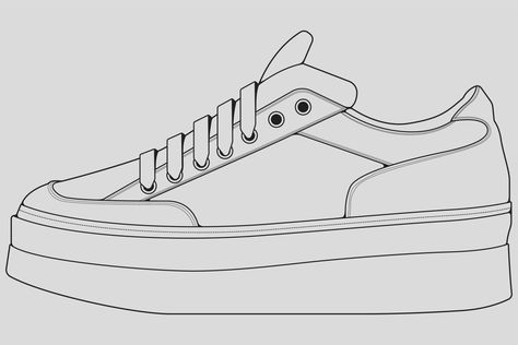 Shoes sneaker outline drawing vector, Sneakers drawn in a sketch style, black line sneaker trainers template outline, vector Illustration. Sneaker Outline, Sneakers Sketch, Shoe Template, Sneakers Drawing, Sport Shoes Design, Outline Drawing, Drawing Vector, Shoe Design Sketches, Shoes Drawing