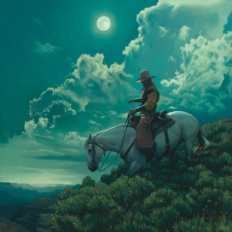 Mark Maggiori on Instagram: “A painting from many moons ago. I know many of you guys probably seeing this piece every day since it was a print last year. Tell me your…” Mark Maggiori, And The Mountains Echoed, Western Artwork, Into The West, Western Landscape, Western Paintings, West Art, Cowboy Art, Southwest Art