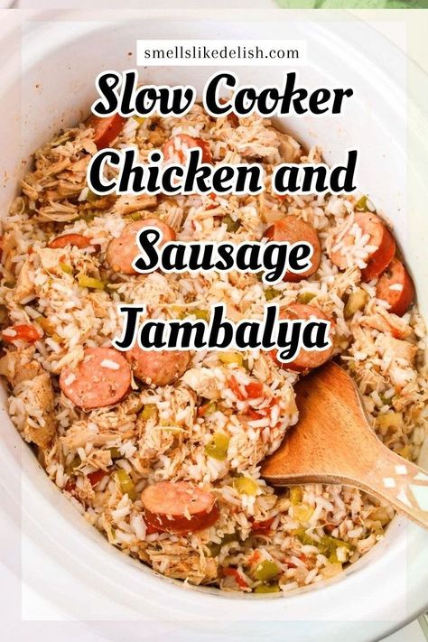 Slow Cooker Chicken and Sausage Jambalaya captures the essence of Louisiana cuisine, blending tender chicken, spicy sausage, and aromatic rice in a simmering, soul-warming broth. Slow Cooker Sausage And Rice, Healthy Jambalaya Recipe Slow Cooker, Slow Cooker Jambalaya Recipe Crock Pots, Crockpot Chicken Jambalaya, Cajun Chicken And Sausage Gumbo, Jambalaya Seasoning, Slow Cooker Chicken And Sausage, Jambalaya Recipe Slow Cooker, Jambalaya Crockpot