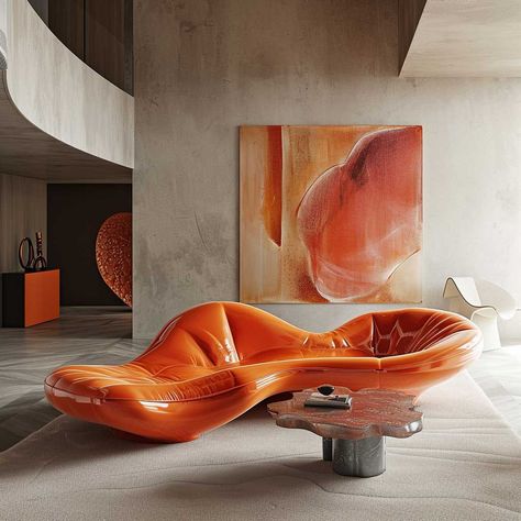 Avant Garde Design Interior, Afrofuturistic Interior Design, Avant Garde Living Room, Surrealism Interior, Avant Garde Home, Avant Garde Interior Design, Futuristic Sofa, Futuristic Decoration, Futuristic Living Room