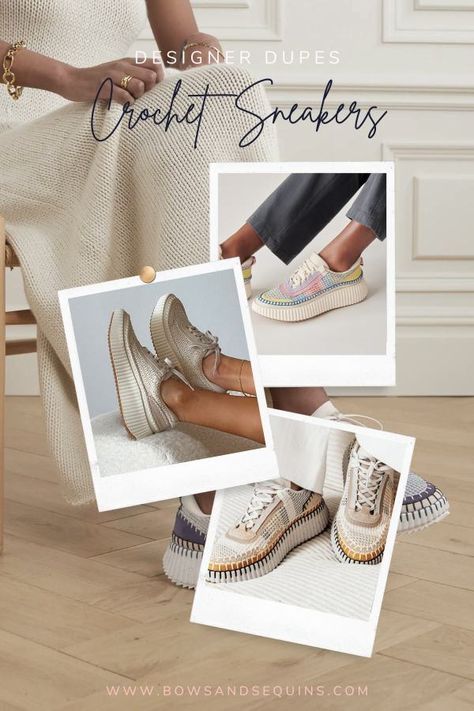 Chloe Nama Sneakers, Chloe Nama Sneaker Outfit, Chloe Sneakers Outfit, Valentino Rockstud Sneakers, Crochet Sneakers, Dolce Vita Sneakers, Sneaker Outfits Women, Summer Sneakers, Knit Sneakers