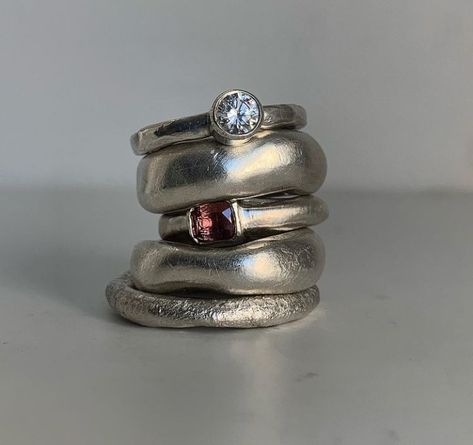 Silver rings Silver Ring Chunky, Bold Jewelry, Dope Jewelry, Stacked Jewelry, Funky Jewelry, Jewelry Inspo, Bling Jewelry, Piercing Jewelry, Cute Jewelry