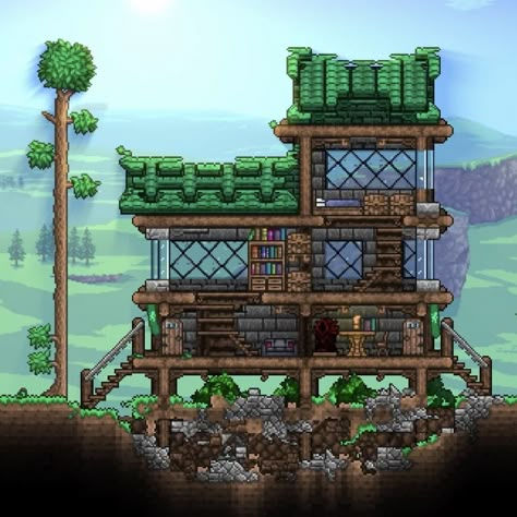 Terraria Cottage House Build Terraria Seeds, Terraria Blacksmith, Terraria Pylons Ideas, Terraria Cottage, Terraria Tavern, Terraria Ship, Terraria Greenhouse, Terraria Jungle House, Terraria Dryad