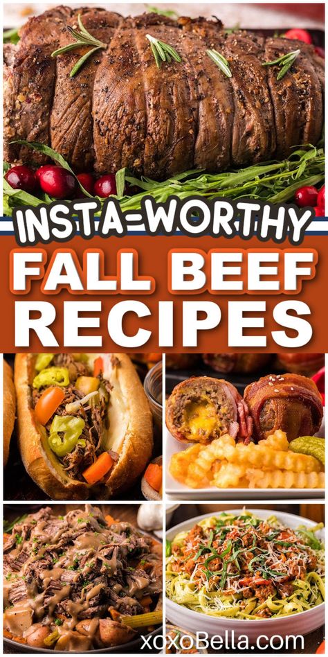 Fall beef dishes to make Fall Beef Dinner Recipes, Unique Beef Recipes, Fall Steak Recipes, Fall Beef Recipes, Thanksgiving Beef Recipes, Fall Ground Beef Recipes, Easy Ground Beef Meals, Beef Main Dishes, Sliced Beef Recipes