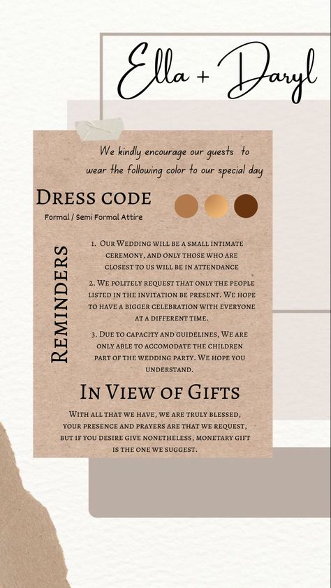 Wedding Attire Invitation Wording Dress Codes, Dress Code Invitation Wording, Dress Code For Wedding Invitation, No Plus One Wedding Wording, Dress Code Wedding Invitation Wording, Dress Code Invitation, Wedding Attire Wording, Wedding Dress Code Wording, Wedding Invitation Content