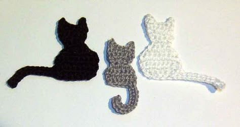 Cat Pack Attack Vol 1 Appliques by Cecinatrix, and more free crochet patterns for cat lovers! #crochet Appliques Au Crochet, Crochet Appliqué, Crochet Cats, Crochet Embellishments, Cats Pattern, Cat Applique, Microcar, Crochet Appliques, Confection Au Crochet