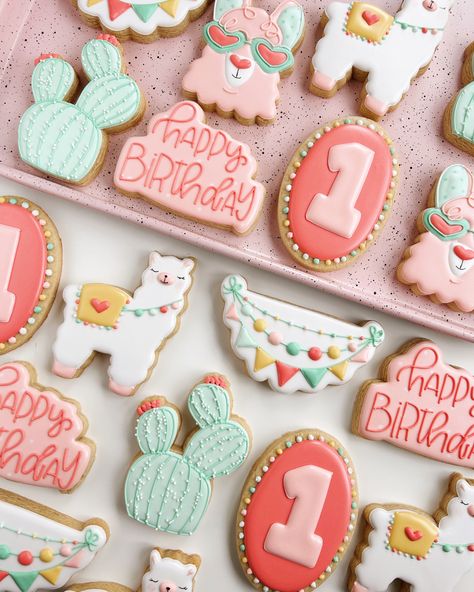 Whole Llama Fun First Birthday, Llama First Birthday Party Girl, First Fiesta Cookies, Llama First Birthday Party, Llama First Birthday, Llama Cookies, Fiesta First Birthday, Llama Birthday Party, Theme Instagram