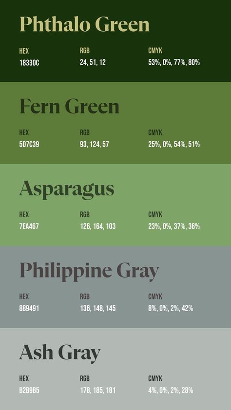 Nature Color Palette Hex Codes, Green Pallet Color Colour Palettes, Green Color Palette Combination, Shades Of Green Palette, Flat Color Palette, Pantone Colour Palettes, Color Design Inspiration, Hex Color Palette, Color Palette Challenge