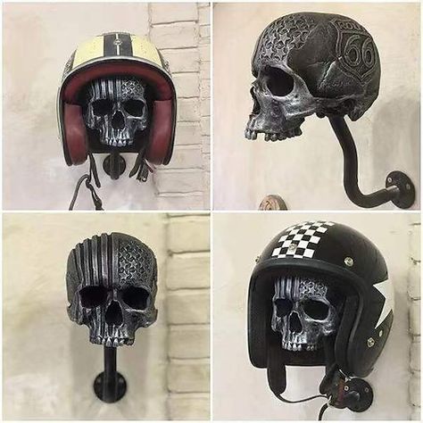 Listing Date:08/02/2023 Skull Motorcycle Helmet, Cheap Halloween Party, Helmet Holder, Skull Motorcycle, Skull Helmet, Unique Flower Vases, Coat Storage, Wall Mount Rack, Skull Head