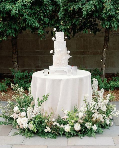 Ashley Fox Designs on Instagram: "A+S cake moment captured by @maritwilliamsphoto . Diaphanous layers of sugar and delicate flowers crafted by @ink_sweets surrounded by pure white lisianthus, sandstone roses, delphinium and pennycress . Images @maritwilliamsphoto Venue @amswedinstitute Management @naomi_anderson_events Floral Design @ashleyfoxdesigns Catering @amswedinstitute_events Desserts @ink_sweets Rentals @apreseventandtent DJ @instantrequestdj" White Lisianthus, S Cake, Floral Installations, Fox Design, Delicate Flowers, Bohemian Floral, Garden Inspired, Love Cake, Delphinium