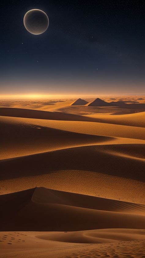 A breathtaking scene set in the vast Egyptian desert, where the majestic pyramids rise from the golden sands. Desert Fantasy Aesthetic, Sand Dunes Aesthetic, Egyptian Background, Sand Kingdom, Desert Palace, Arab Desert, Dune Desert, Egypt Desert, Sand Aesthetic