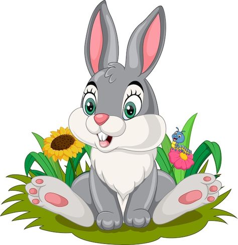 Cute Rabbit Illustration, Batman Invitations, Poppy Coloring Page, Rabbit Sitting, Rabbit Clipart, Rabbit Pictures, Rabbit Vector, Diy Bag Designs, Flower Painting Canvas