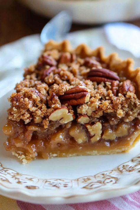 Pecan Pie With Streusel Topping, Caramel Pecan Pie Recipe, Pecans Recipes, Christmas Pies, Unique Recipes Desserts, Best Pecan Pie, Fall Goodies, Fall Pies, Chicken Paprikash