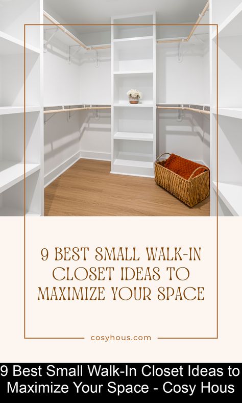 Fulfill your dreams of a stylish and organized small walk-in closet with these 9 innovative ideas that will transform your space. #smallclosetorganization Closets Ideas Walk In, Small Walk In Closet Makeover, Walk In Closet Designs Layout, Tidy Wardrobe, Small Walkin Closet, Small Walk In Closet Design, Small Walk In Closet Organization, Small Master Closet, Small Closet Design