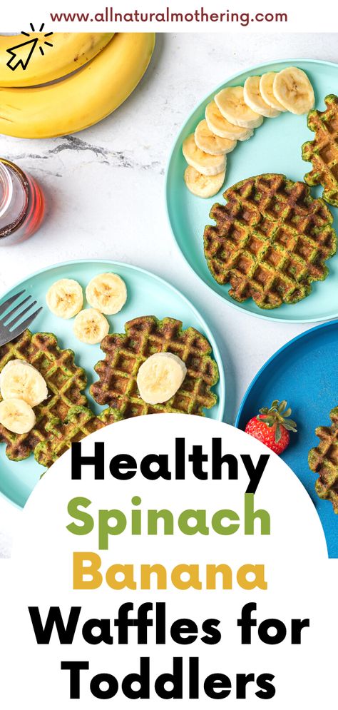 spinach banana pancakes Spinach Waffle Recipe, Spinach Waffles Healthy, Spinach Banana Waffles, Spinach Oatmeal Pancakes, Spinach Waffles For Baby, Protein Waffles For Kids, Toddler Waffles Healthy, Healthy Waffle Recipe Oatmeal, Waffles For Toddlers