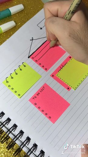 Sticky Note Scrapbook Ideas, Creativity With Sticky Notes, Creative Sticky Notes, How To Draw Sticky Notes, Sticky Notes Planner Ideas, Journaling With Sticky Notes, Sticky Notes Creative Ideas, Journal Ideas Sticky Notes, How To Use Sticky Notes In Books