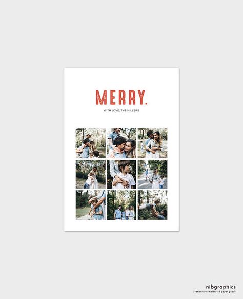 Christmas Card Template  Merry Hny Card, Happy Holidays Photo Card, Graphic Design Christmas, Cards Graphic Design, Happy Holidays Photo, Holiday Card Inspiration, Template Collage, Collage Christmas, Christmas Card Pictures