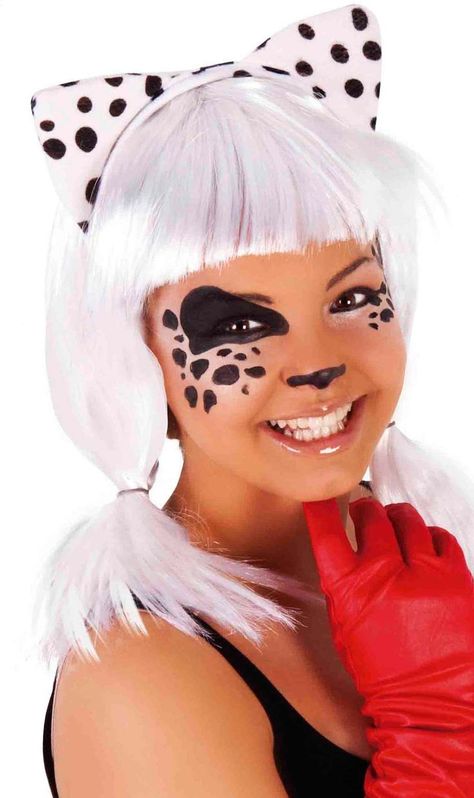 Dalmation Face Paint, Dalmation Makeup, Dalmatian Dog Costume, Dog Makeup, Festival Face Paint, Festival Face, Batman And Catwoman, Face Painting Halloween, Dalmatian Dogs