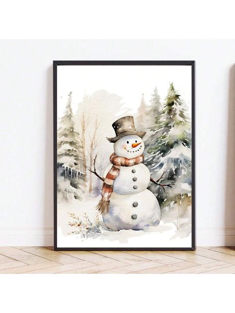 1pc Christmas Prints Winter Prints Download Winter Wall Art Rustic Holiday Decor Vintage Winter Decor Home Decor Christmas Printable Snow Scene Frameless Multicolor Cartoon   Canvas Christmas,Plants Unframed Painting   Home Decor, size features are:Bust: ,Length: ,Sleeve Length: Watercolor Christmas Art, Christmas Wall Prints, Rustic Holiday Decor, Winter Wall Art, Retro Art Deco, Deco Retro, Landscape Canvas Art, Winter Print, Home Decor Paintings