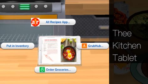 Thee Kitchen Tablet | QMBiBi on Patreon Sims 4 Free Mods, Tablet Recipe, Sims 4 Kitchen, Sims 4 Patreon, Sims 4 Family, Sims 4 Bedroom, Free Sims 4, The Sims 4 Packs, Sims 4 Children