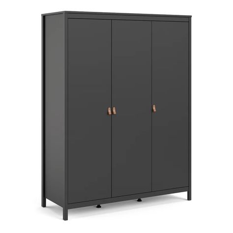 Ebern Designs Cynteria 3 Door Wardrobe | Wayfair.co.uk Black Wardrobe Closet, Three Door Wardrobe, Large Wardrobe, Triple Wardrobe, Large Wardrobes, Black Wardrobe, Modern Bedroom Furniture, Bedroom Wardrobe, Wardrobe Closet