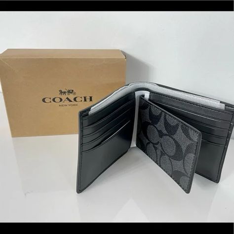 Branded Wallets, Coach Wallet, Wallet Men, Male Models, Coach Bags, 4 H, Calf Leather, Card Slots, Slots