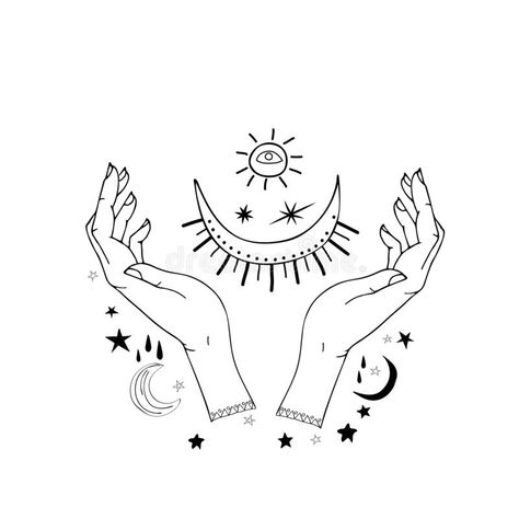 Holding Moon Tattoo, Hands Holding Sun And Moon Tattoo, Hands Holding Moon Tattoo, Hand Holding Moon Tattoo, Moon Crystal Tattoo, Tattoo Of Hands Holding Something, Moon With Crystals Tattoo, Hand Holding Crystal Ball Drawing, Hand Holding Tattoo