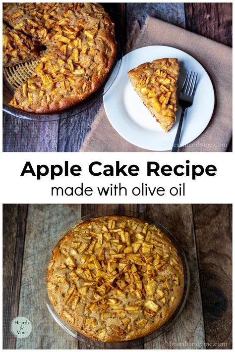 Olive Oil Apple Cake, Apple Olive Oil Cake, Cakes Made With Oil, Healthy Apple Cake, Apple Cake Recipe Easy, Olive Oil Cake Recipe, Easy Apple Cake, Fresh Apple Cake, Fruit Cakes