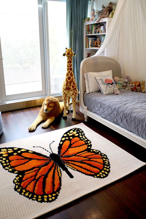 Tufting Rugs Ideas, Punchneedle Ideas, Tufting Rugs, Butterfly Room Decor, Funky Bedroom, Butterfly Rug, To My Dear Friend, Kids Rooms Inspo, Butterfly Throw Pillows