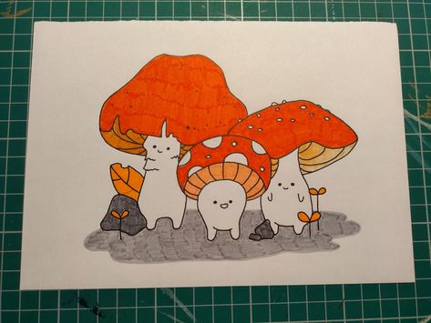 Mushrooms Draw Felt Tip Art Pens Drawing, Felt Pen Art, Felt Tip Pen Art, Cute Mushrooms, Painting Inspo, Felt Tip, Art Pens, Pen Art, Alter Ego