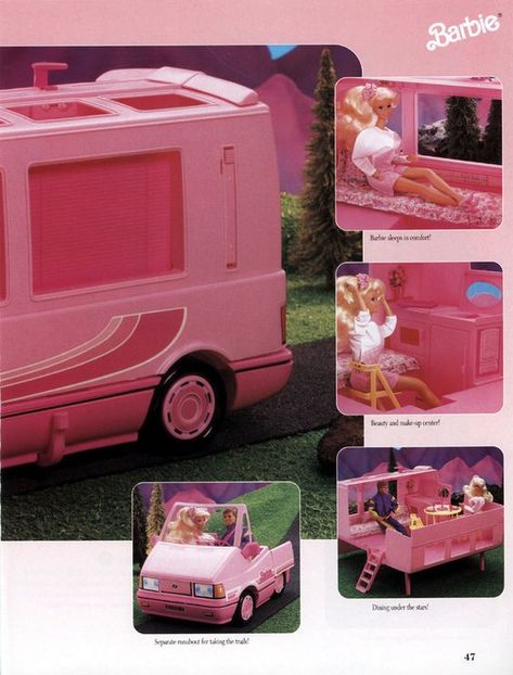 1991 Mattel Catalog Page - 1990 Barbie Magical MOTOR HOME 9841  - Van turns into a Luxury Home and Fun Rolling Sports Buggy / Runabout (Jeep) Barbie Catalog, Barbie Camper, 1980s Childhood, Barbie Playsets, Barbie 90s, For The Record, 90s Toys, The Best Advice, Best Toys