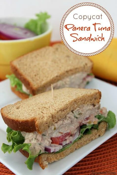 copycat tuna salad sandwich on plate Tuna Salad Sandwich Recipe, Tuna Sandwich Recipes, Panera Recipes, Salad Sandwich Recipe, Copycat Panera, Tuna Salad Sandwich, Copy Cats, Yummy Salads, Resep Salad