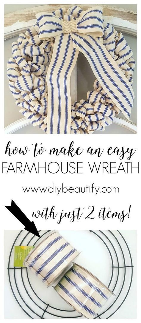 WOW! You have got to see how to make this farmhouse wreath for under $10, in less than 30 minutes! Tutorial available at diy beautify! Farmhouse Crafts, Diy Burlap, Ribbon Wreath, Wreath Tutorial, Farmhouse Wreath, Décor Diy, Wreath Crafts, Diy Projects To Try, Summer Wreath