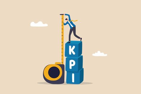 KPI, key performance indicator measurement to evaluate success or meet target, metric or data to review and improve business concept, businessman standing on top of KPI box measuring performance. Key Performance Indicators, Search Video, Business Concept, Pinterest Profile, Tree Saw, Logo Banners, Cityscape Photos, Job Application, Nature Backgrounds